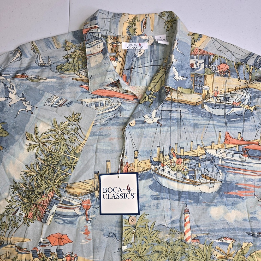 BOCA CLASSICS Men's NWT Medium Nautical Floral AOP Short Sleeve Shirt -1332 - Picture 1 of 6